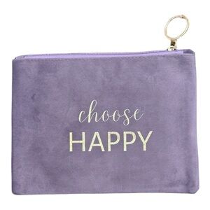 Purple Suede Clutch | “Choose Happy” Motivational Statement Bag | NWOT
